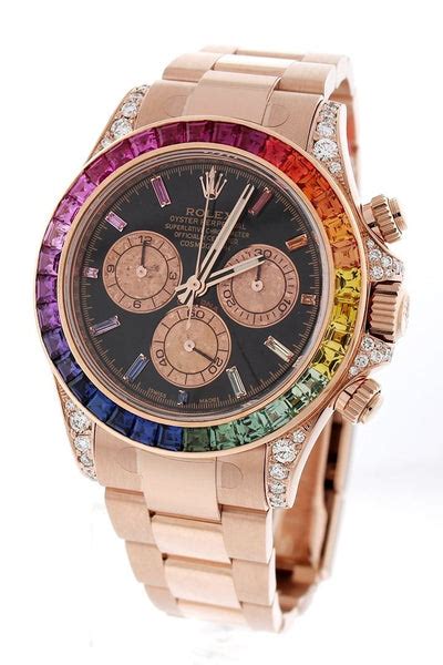 custom diamond rolex cosmograph daytona rainbow bezel rose gold 116505|rolex 116505 daytona.